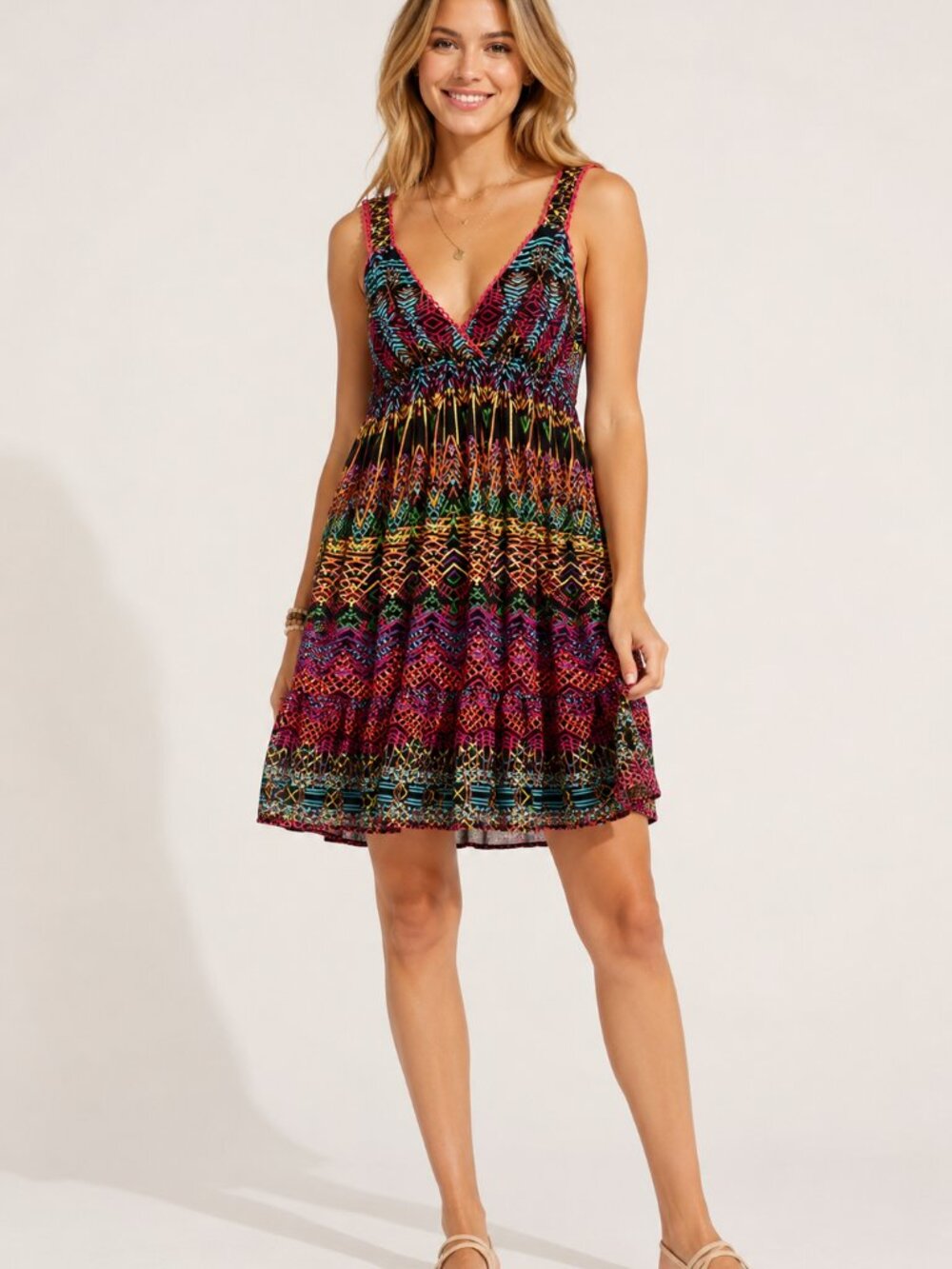 NWT Steve Madden Women's Boho Tribal Print Sleeveless Mini Dress XS